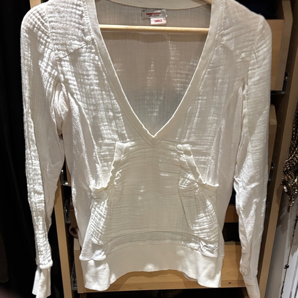 Miss Sixty Cream V-Neck top